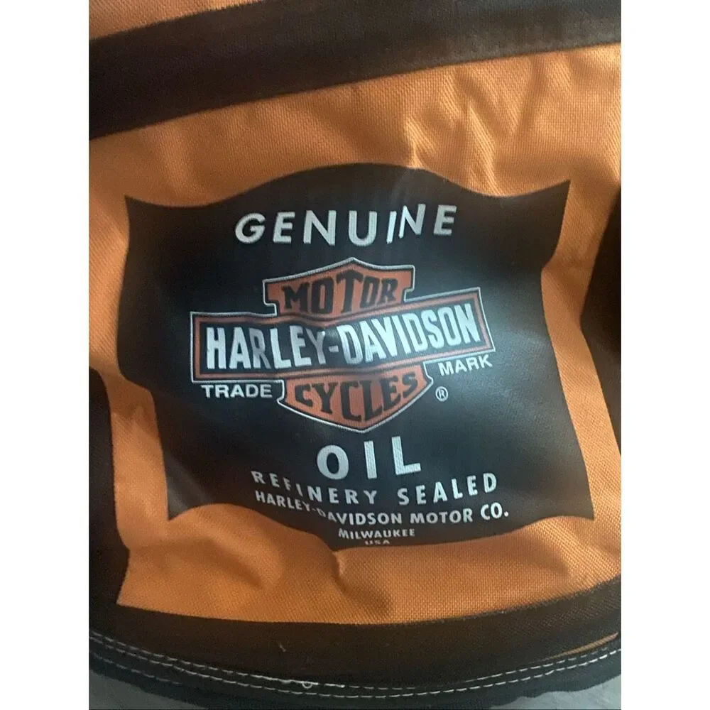 New! Harley Davidson Motor Oil Can Style Collapsible Cooler Round Insulated Bag